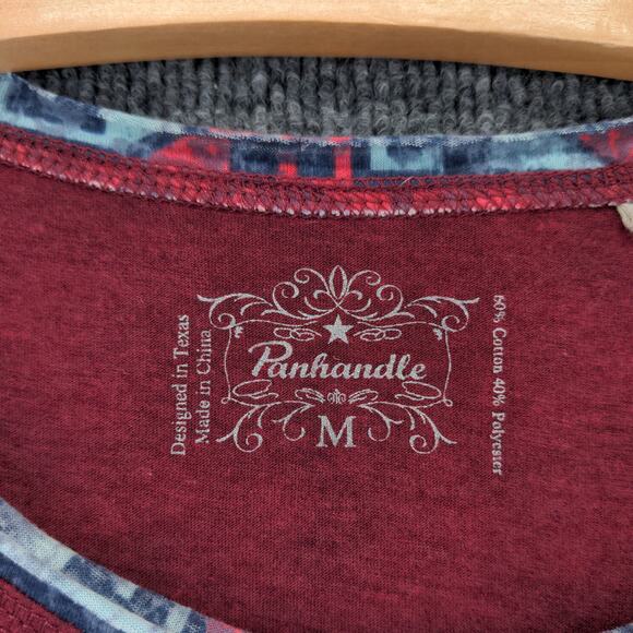 Panhandle Long Sleeve T Shirt Earn Your Spurs Rodeo Spirit Size M Red Western - Picture 10 of 10